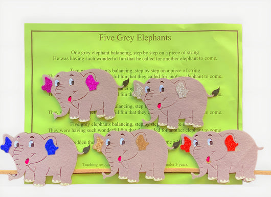 Five Grey Elephants